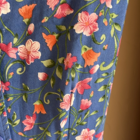 Erika 90’s Vintage Sleeveless Blue Floral Midi Dress - Picture 7 of 7